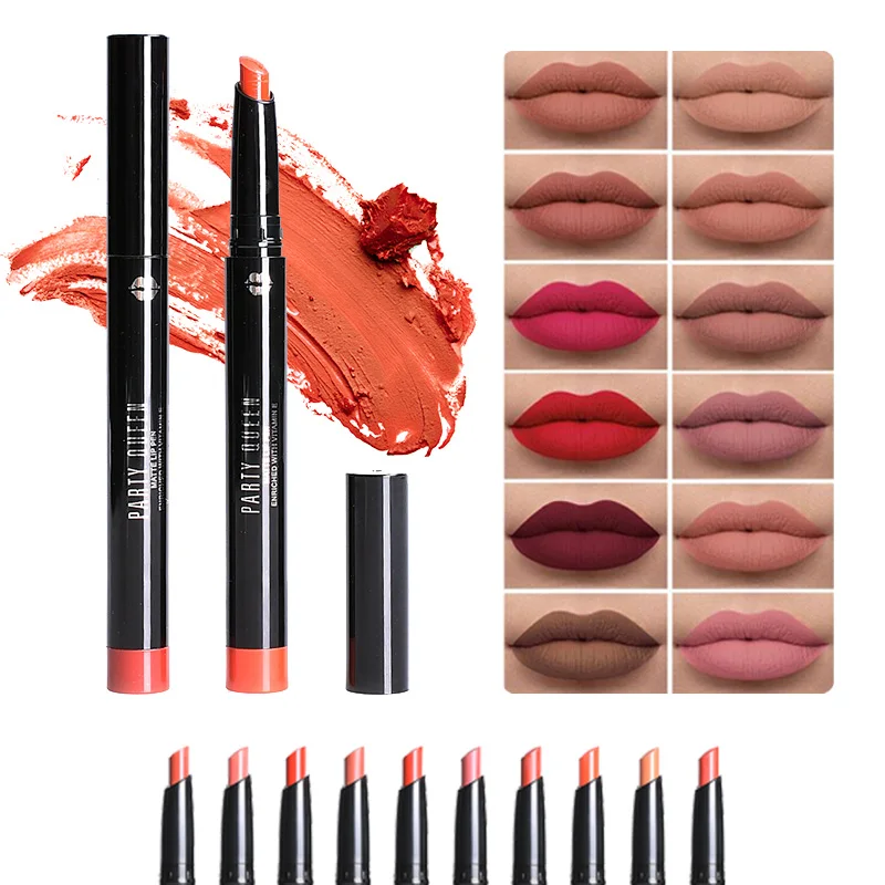 

10 color matte lipstick pencil waterproof long-lasting sexy red lipstick non-stick cup makeup lip pen pencil cosmetics