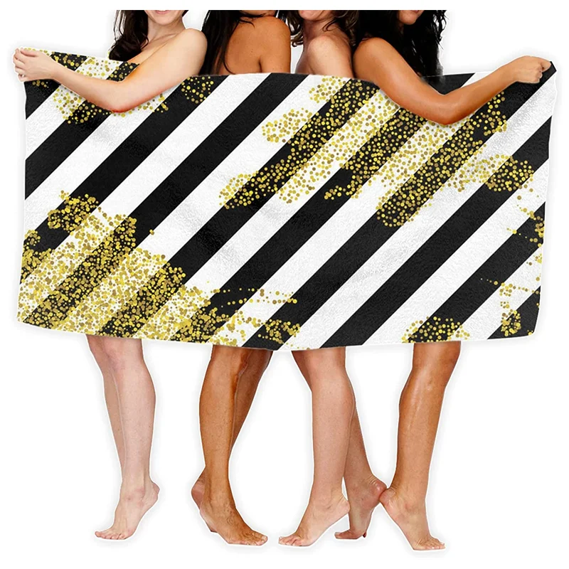 

Golden black and white splash-proof bath towel, 30-inch X50-inch swimming pool, spa and fitness towels, quick-drying towels, 100