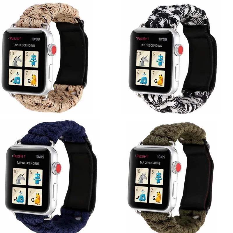 Ремешок нейлоновый для apple watch bands se 42 44 браслет Паракорд выживания iwatch band 38 мм 40