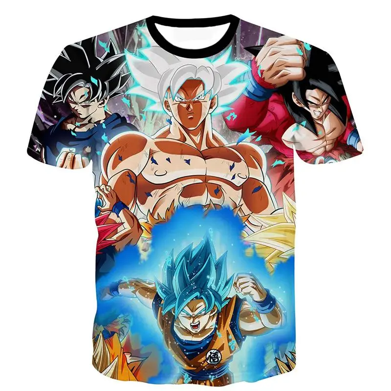 Мужская футболка с 3D принтом Dragon Ball Z Ultra Instinct God Son Goku Super Saiyan Повседневная круглым