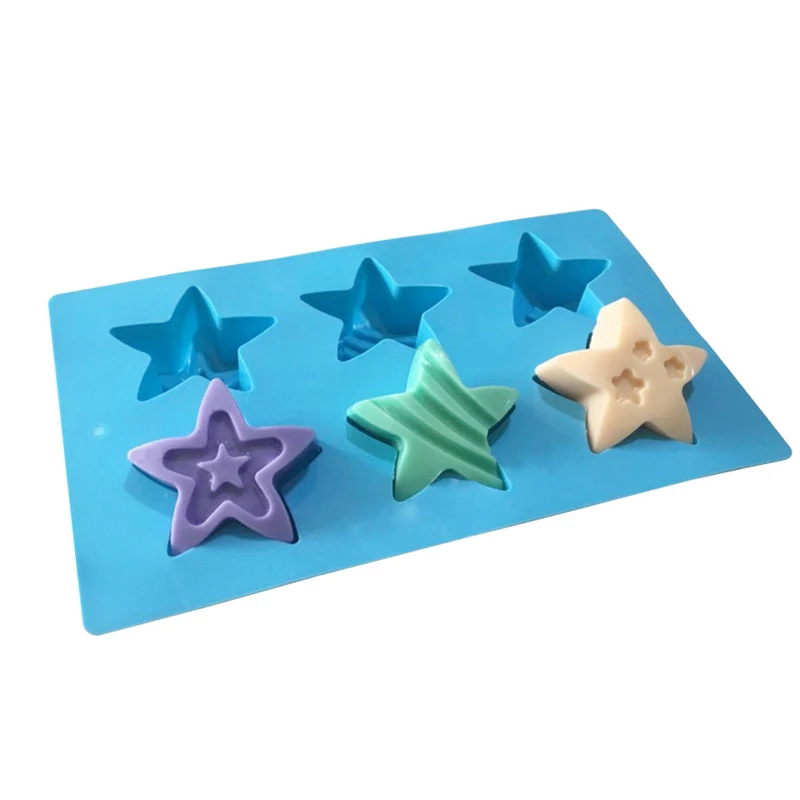 Moule à savon en Silicone  6 cavités étoiles  outils artisanaux en forme de pentagone  fabrication