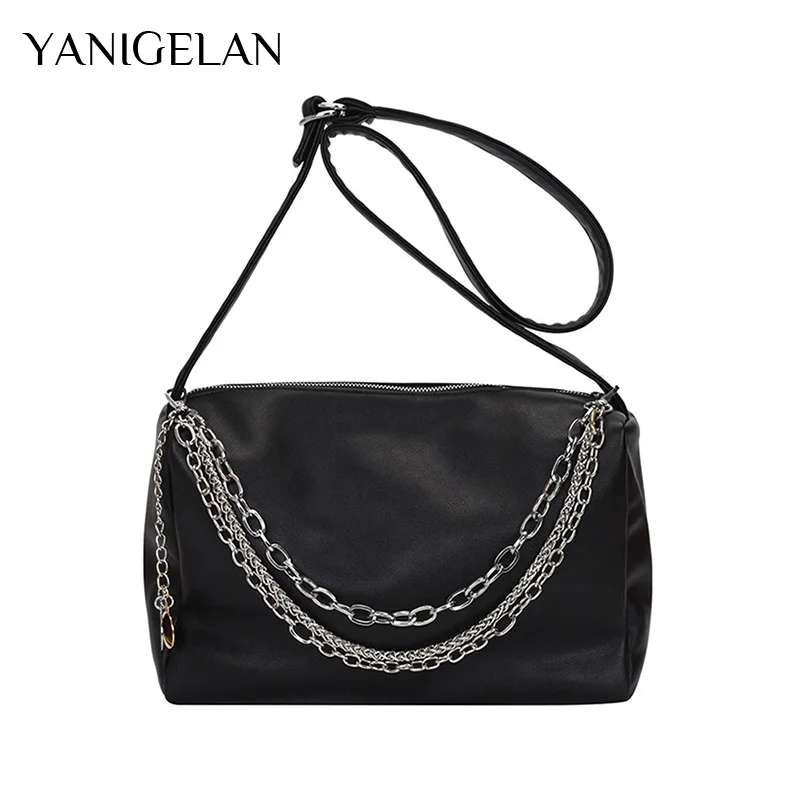

YANIGELAN Large Capacity Shoulder Women's Bag Leather Travel Luxury Handbags Quality Chain Crossbody Pack