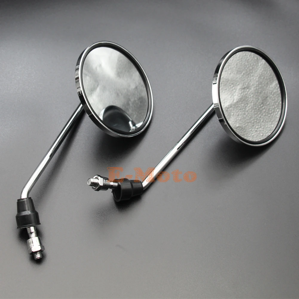 

Motorcycle MIRRORS STAINLESS PAIR Round Stock Style Long Stem 8mm