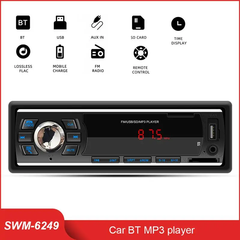 

12V Car MP3 Player 1 DIN Car Radio Stereo FM Aux Input Receiver SD USB In Dash Car MP3 Multimedia Auto Bluetooth Radio Player