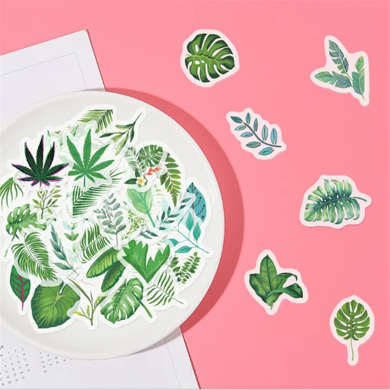 

40PCS Plant Leaf Natural Handbook Mobile Phone Atlas Sticker DIY Personalized Handbook and Paper Decoration Toys Wholesale