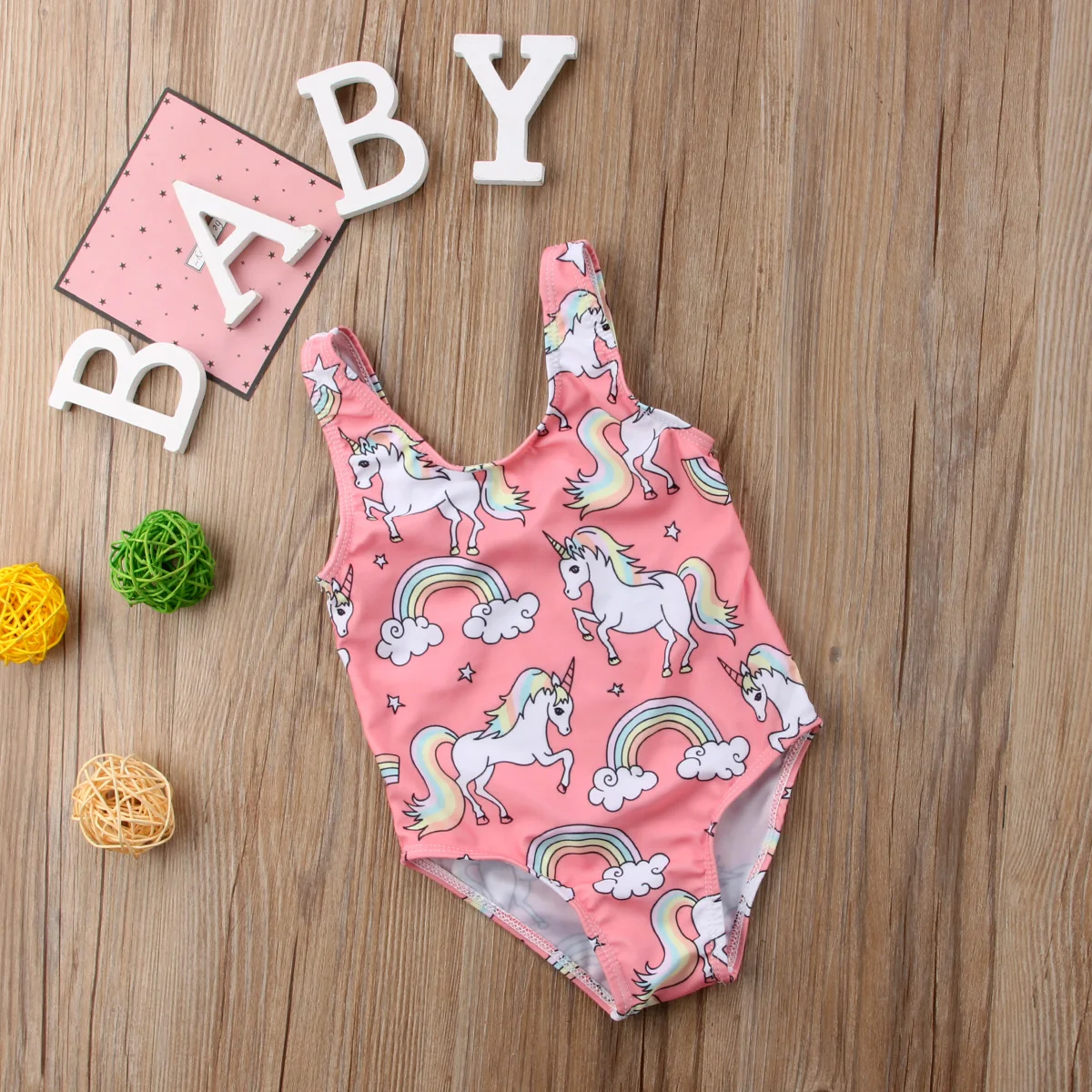 

Baby Girl Unicorn Summer Sleeveless Swim Swimsuit Bodysuit Sweet Pink Bikini Beachwear Cute Summer Clothing
