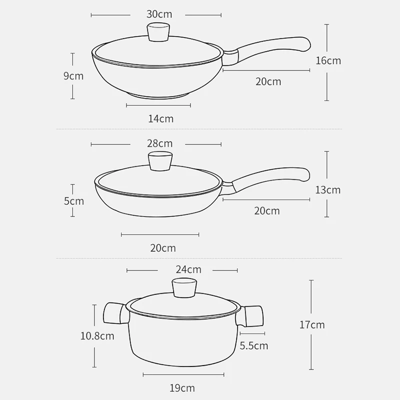 Полный набор бытовой Золотой суповый горшок антипригарный стейк сковорода