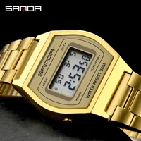 sanda luxury gold strap fashion women electronic watch automatic calendar luminous digital display hd waterproof watches 406
