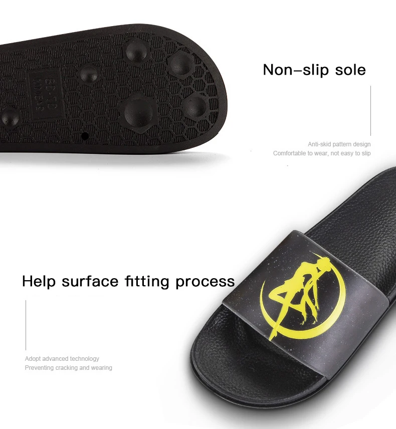 

Sailor Moon Indoor PVC Slippers Comfortable Cartoon Home Slippers Ladies Cute Soft Flip Flops Summer Non-slip Bathroom Shoes