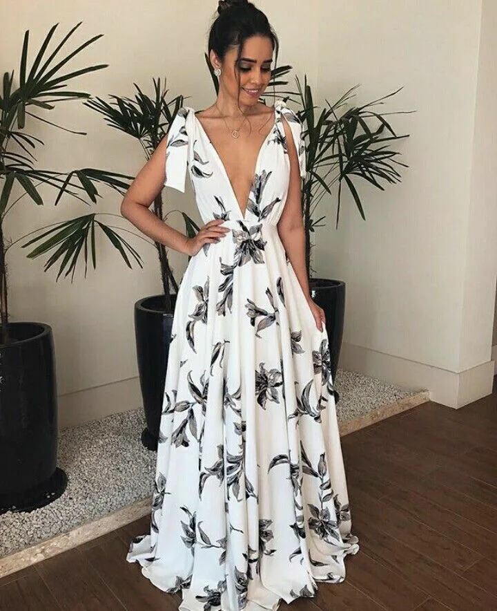 

Amazon Europe and America foreign trade Bohemian style leaky back bandage printing Romper dress in 2020