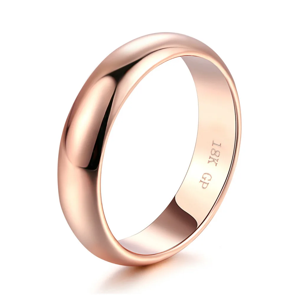 Rose Gold Простой унисекс Настоящее розовое золото 18 К 925 Серебро Свадебное обручальное кольцо кольца для мужчины женщины пары кольцо невесты ювелирные изделия - Цвет камня: Rose Gold