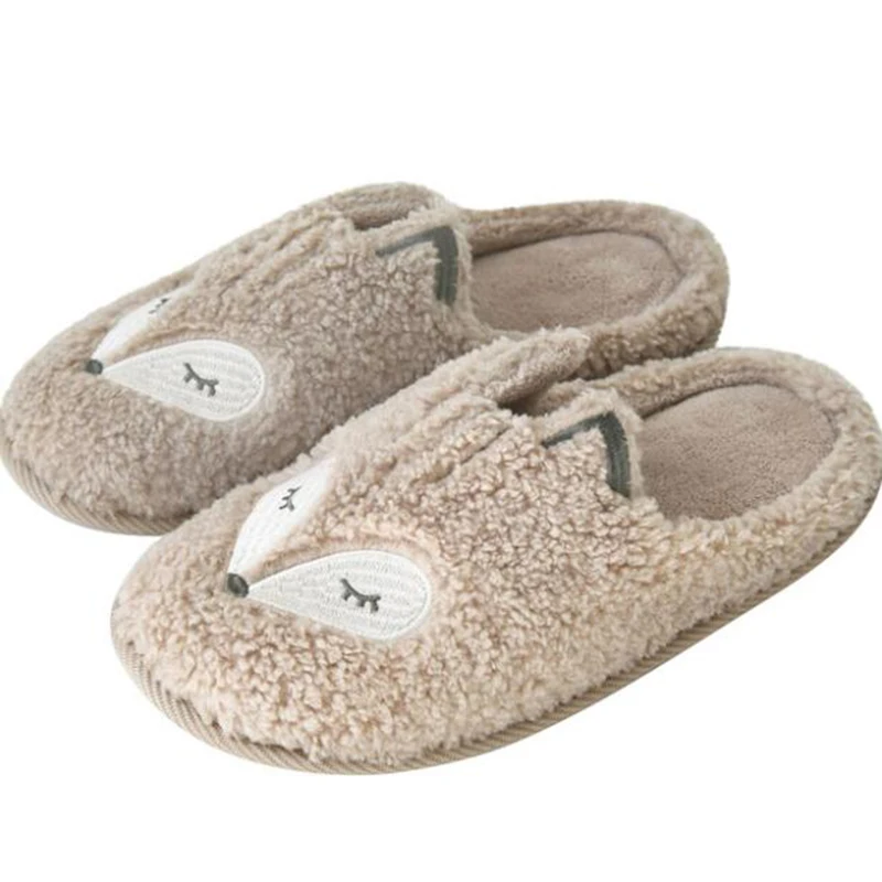 Beige1 COVOYYAR/домашние теплые женские тапочки; коллекция года; зимняя домашняя женская обувь с милым изображением лисы; обувь без шнуровки для влюбленных пар; домашние тапочки; WSL2001 - Цвет: Beige1