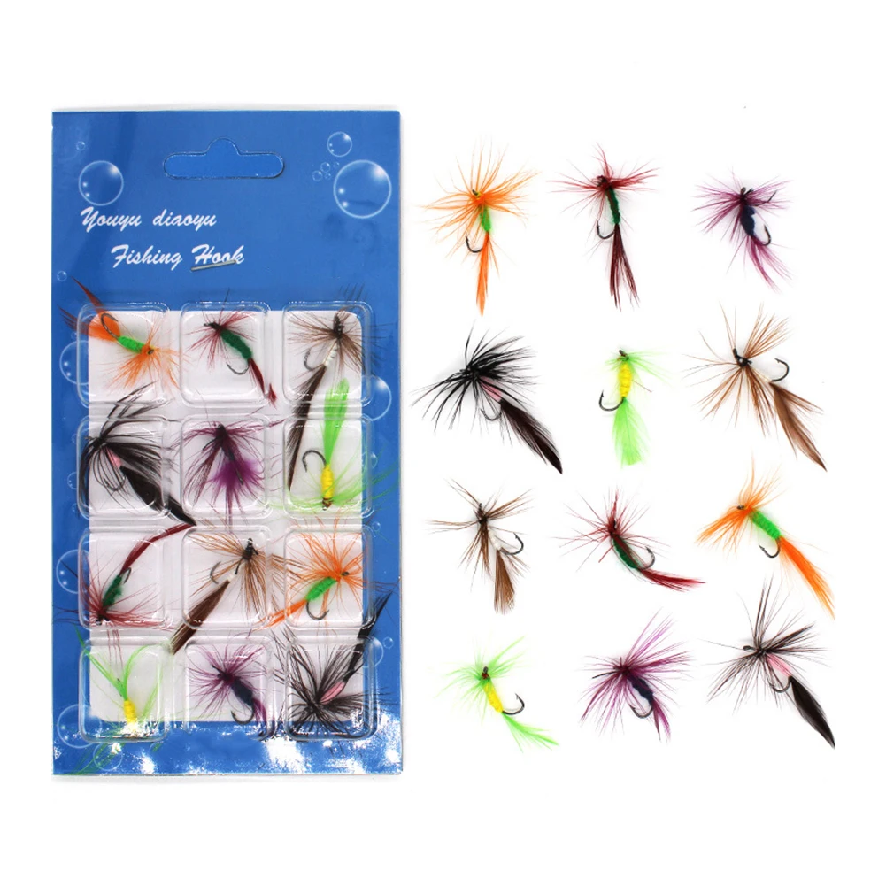 

12Pcs/Set Insects Flies Fly Fishing Lures Bait High Carbon Steel Hook Fish Tackle With Sharpened Crank Hook Fihinsg Accessories