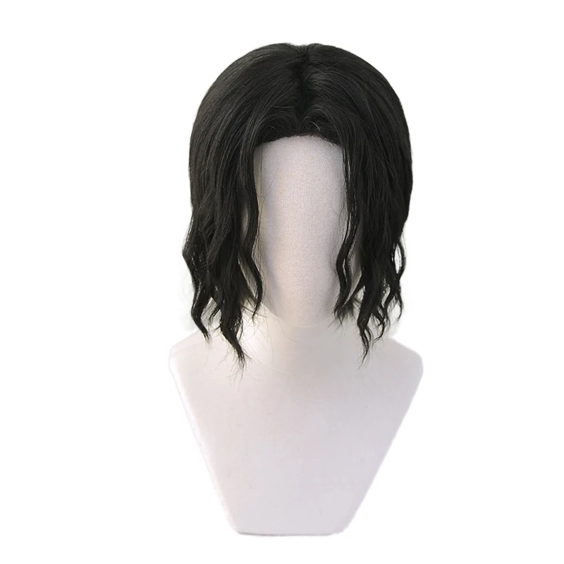 

Demon Slayer Kimetsu no Yaiba Kibutsuji Muzan Wig Cosplay Costume Black Short Curly Heat Resistant Synthetic Hair Wigs