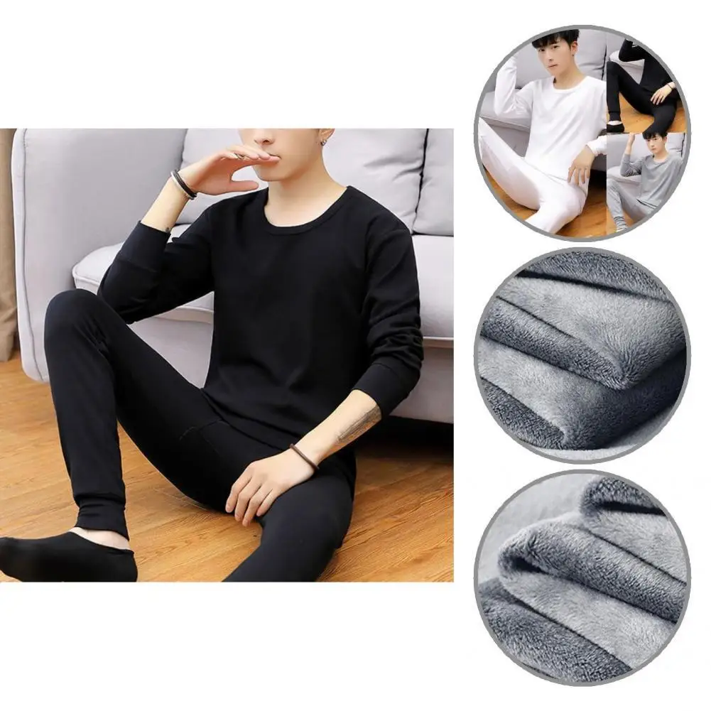 

Комплект термобелья мужской плотный, Повседневный пуловер и брюки, классический рукав, топ, штаны, 1 комплект