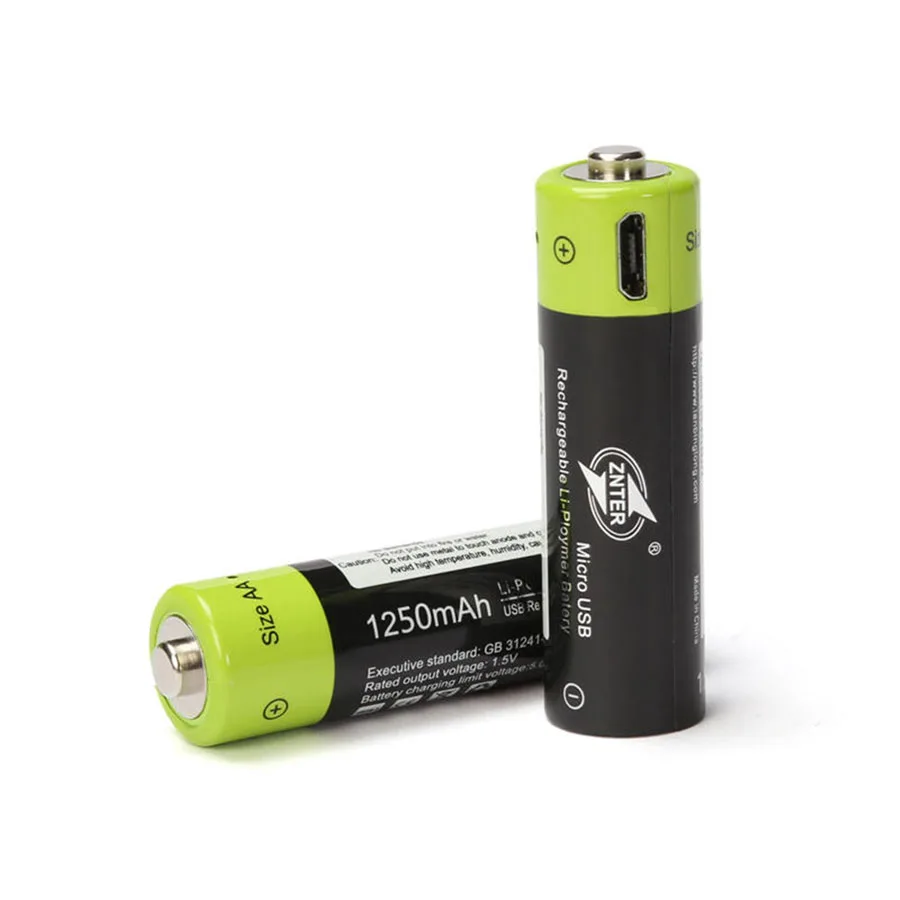 High Grade USB Rechargeable Lithium Polymer Battery Bateria AA 1.5V 1250mAh ZNT5 Universal Batteies Charged By Micro Cable | Электроника