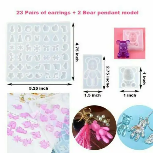 

DIY Handmade Crystal Glue Mould Liquid Silicone Mold Set Resin Jewelry Pendant Mold Kit Decoration Tools 83/127/159/229Pcs
