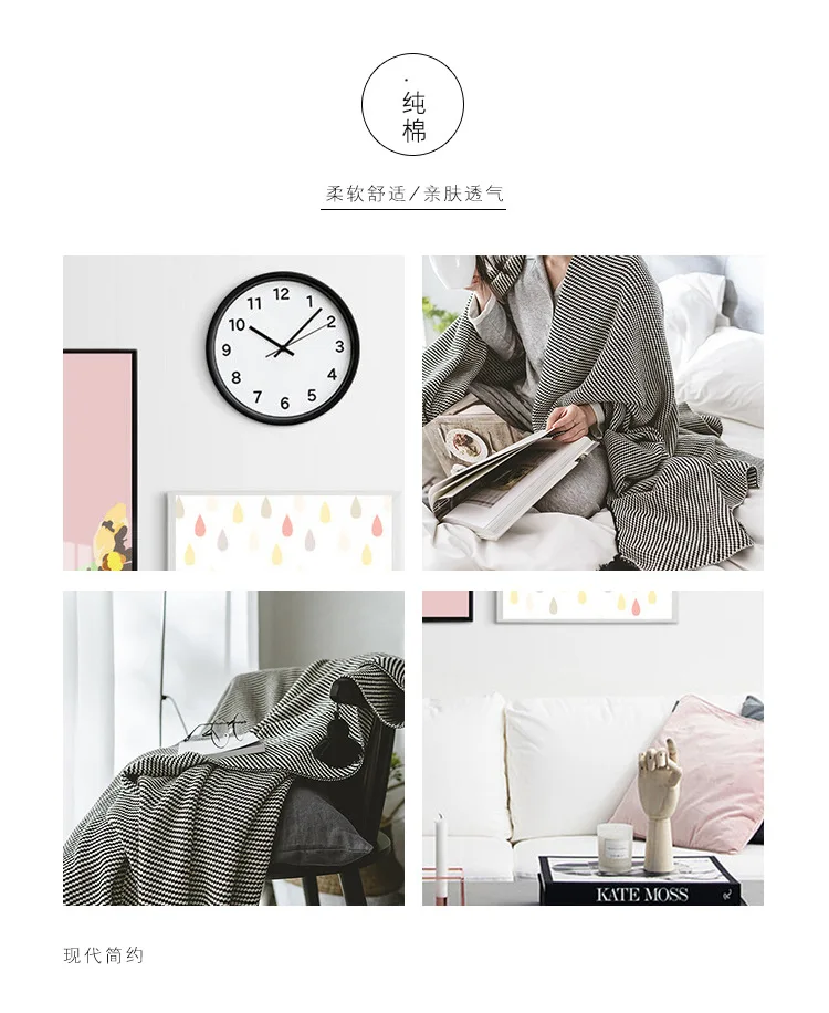 

Cotton Nordic-Style Knitted Throw Thread Blanket for Bed Sofa Plaid Travel TV Nap Blankets Soft Towel Bed Plaid Tapestry