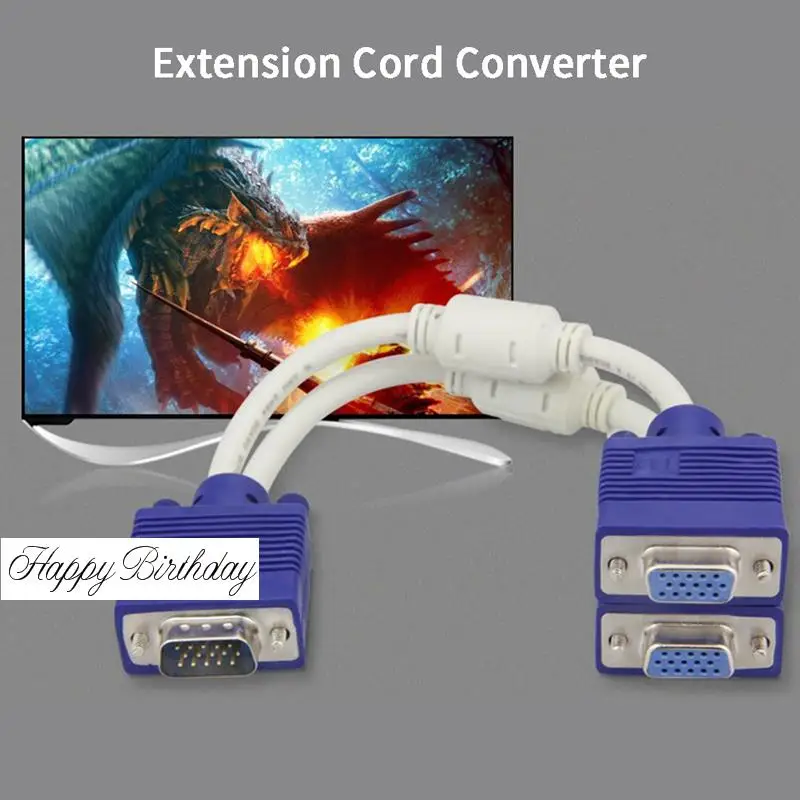 RGB VGA SVGA Male к 2 two HDB15 Female разветвитель адаптер удлинитель | Компьютеры и офис