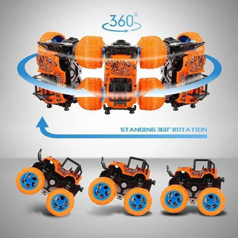 

Toy Cars for Kids Boys Girls Monster Trucks Push & Go Car Toy Durable Big Wheels 360 Rotating Stunt Toy Vehicle