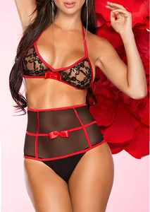 Сексуальное эротическое Сетчатое прозрачное боди, Комплект эротического нижнего белья, Кружевной Костюм-тройка для женщин, эротическое белье, Порно стринги