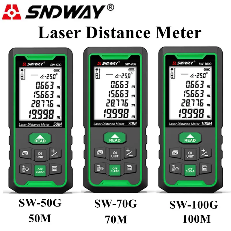 

SNDWAY Laser Distance Meter Digital Range Finder 100m 70m 50m Rangefinder Trena Lazer Tape Measure Ruler Roulette Measurer Tool