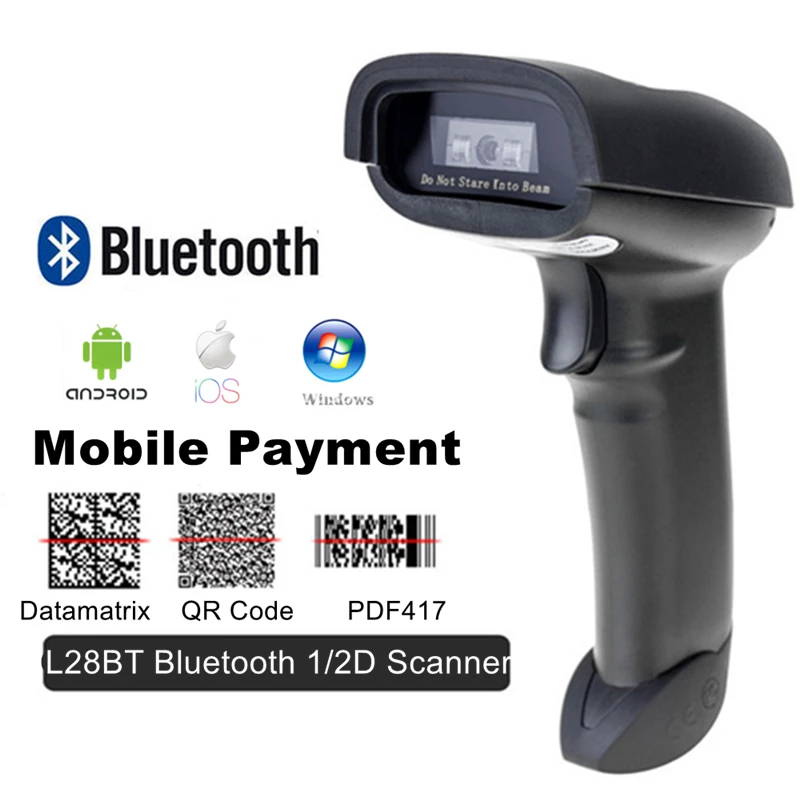 Беспроводной Bluetooth сканер QR штрих кодов для телефона 1D/2D считыватель