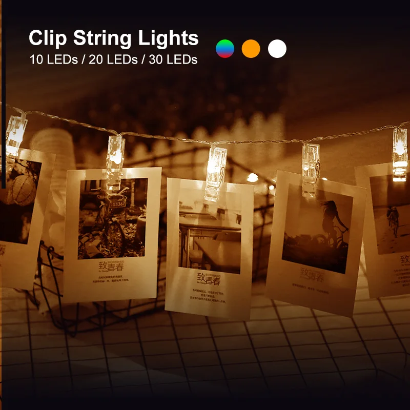 1.5M 2M 3M 4M Photo Clip Holder LED String lights For Christmas New Year Party Wedding Home Decoration Fairy Battery | Лампы и