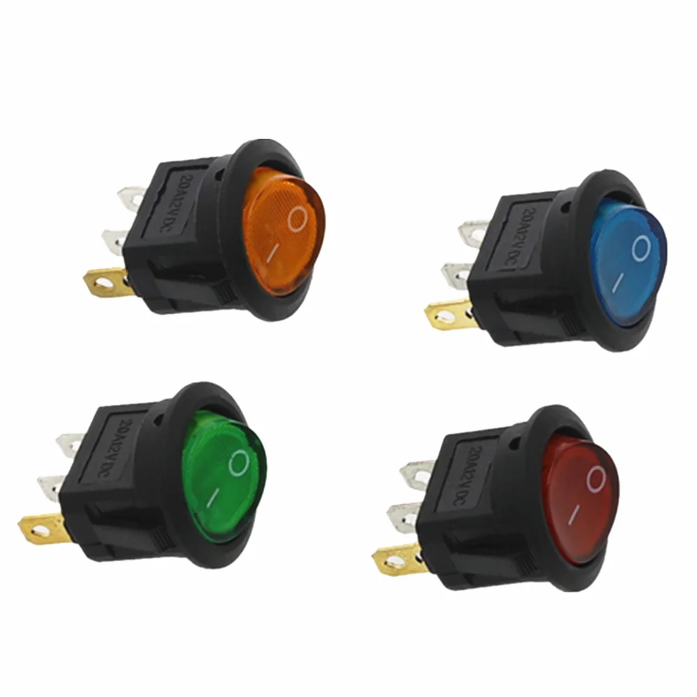 4 шт. KCD1 220V красные синие зеленый желтый светильник ВКЛ ВЫКЛ SPST Круглый тумблер