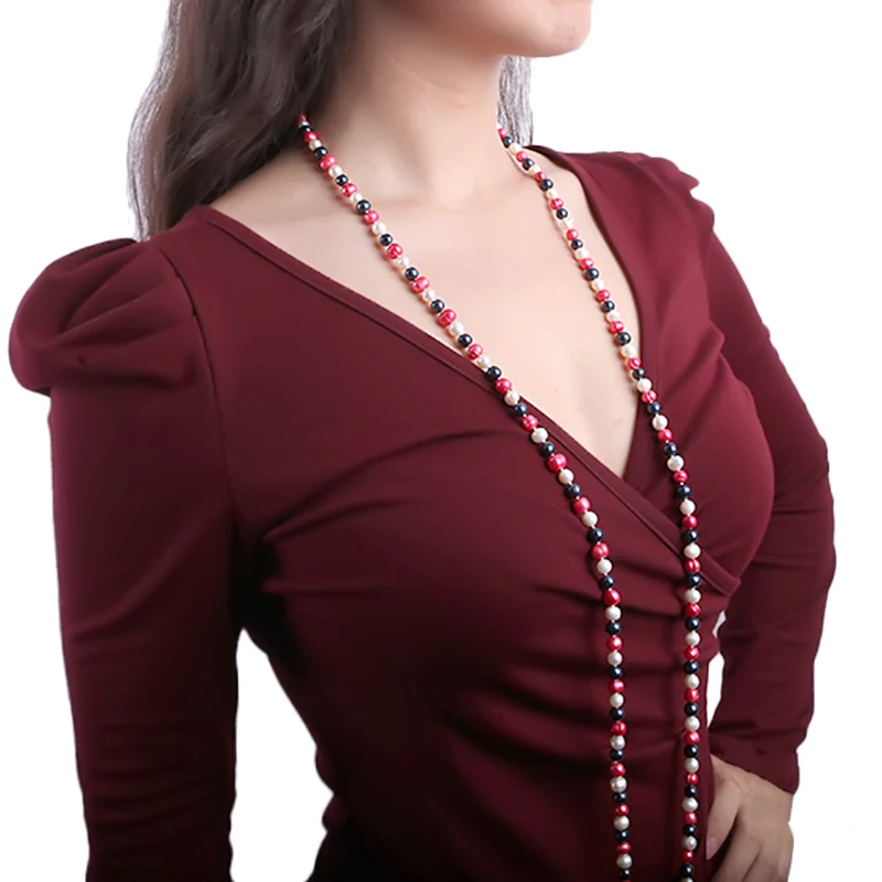 

JYX 618sale PRETTY COLORFUL Natural freshwater pearl necklace 6mm simple chain 46 elegant gift women