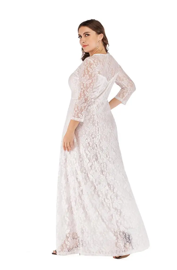 Кружевное платье длиной до пола 5xl 6xl, большие размеры, Женское зимнее платье, элегантное вечернее винтажное Длинное Макси платье, большие размеры, vestidos