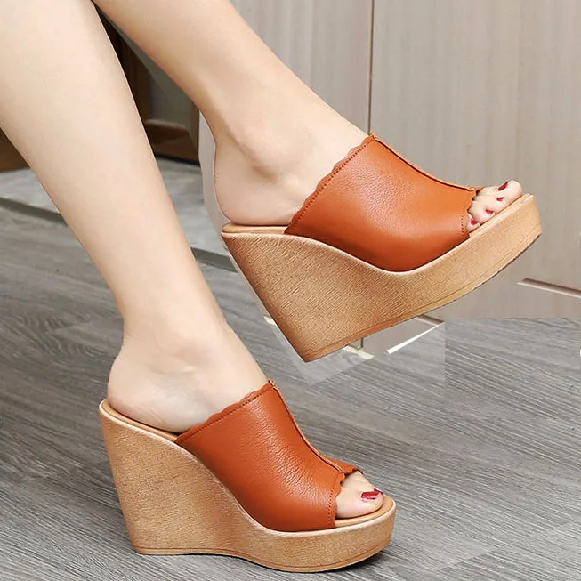 

2022 Summer Ladies Fish Mouth Slippers Thick-soled Wedges High-heeled Sandals Ladies Designer Sandals Non-slip Open-toed Sandals