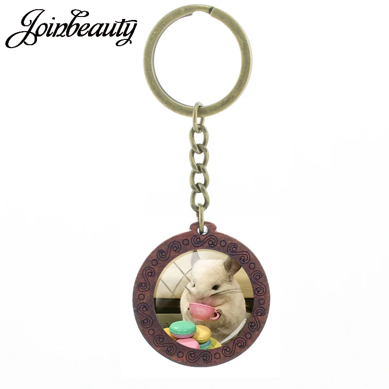 JOINBEAUTY Lovely Animal Guinea Pig Wooden Key chain Pet Glass Dome Keychain Car Ring Holder Lovers Gift QF941 | Украшения и
