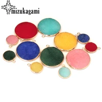 natural stone charms pendant flat round coin charms 31mm 16mm 1pcs for diy jewelry accessories