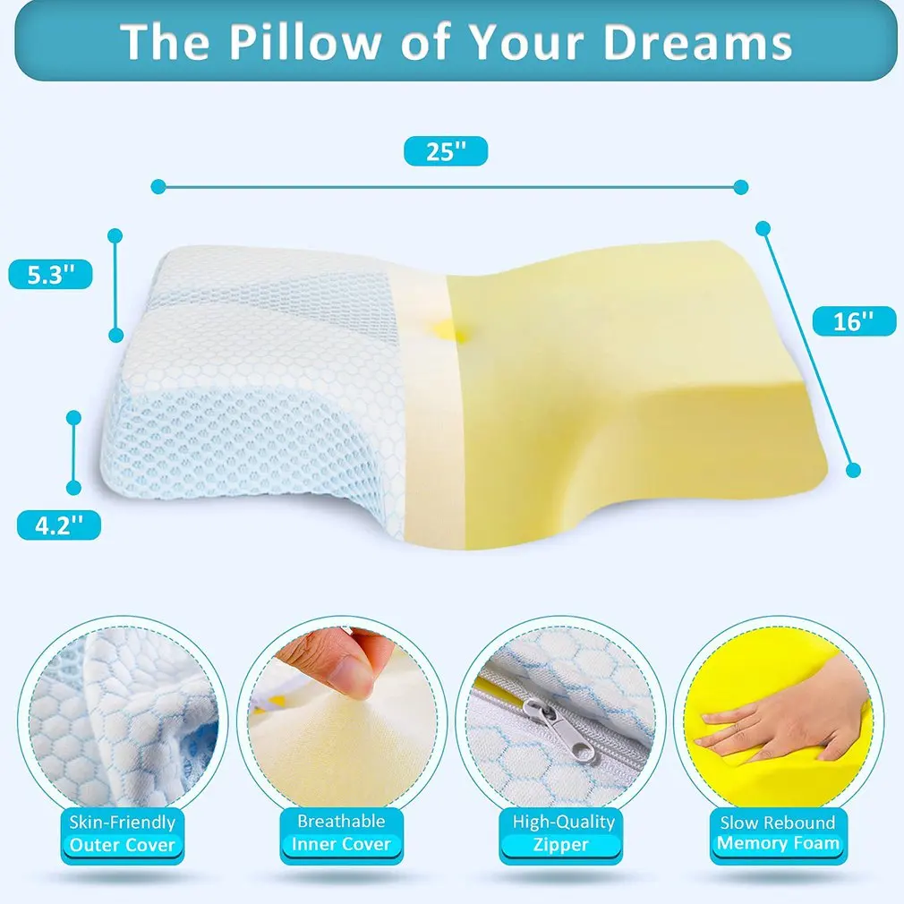 Ортопедическая гелевая Подушка с эффектом памяти эргономичная подушка для