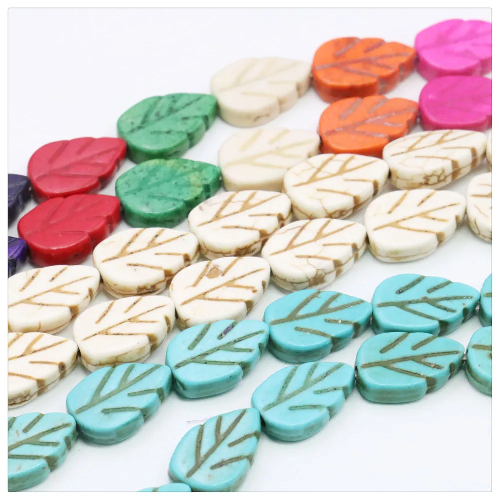 

9X14/12X18mm White Blue Multicolor Leaves Turkey Turquoises Loose Beads For DIY Necklace Bracelet Jewelry Making Design Women