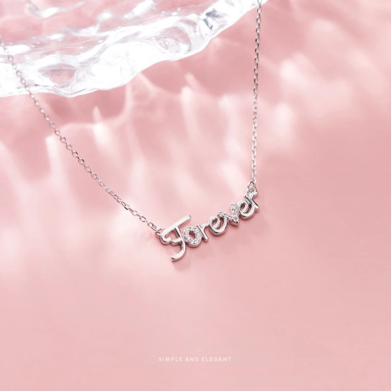 

Colusiwei Genuine 925 Sterling Silver Romantic Forever Love Chain Pendant Necklaces for Women Luxury Wedding Engagement Jewelry