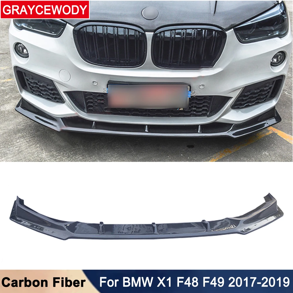 

FD Style Real Carbon Fiber Car Front Bumper Lip Chin Shovel Body Styling For BMW X1 F48 F49 120i 2017-2019 Tuning