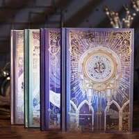 retro european style magic castle full color hand account book metallic bronzing art hand painted illustration note diary