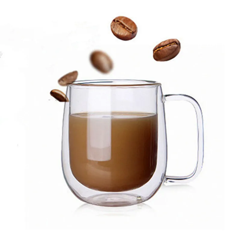 Doppel Kaffee Becher Mit die Griff Trinken Isolierung Wand Glas Tee Tasse gesgeschenk Drink Milch | Дом и сад