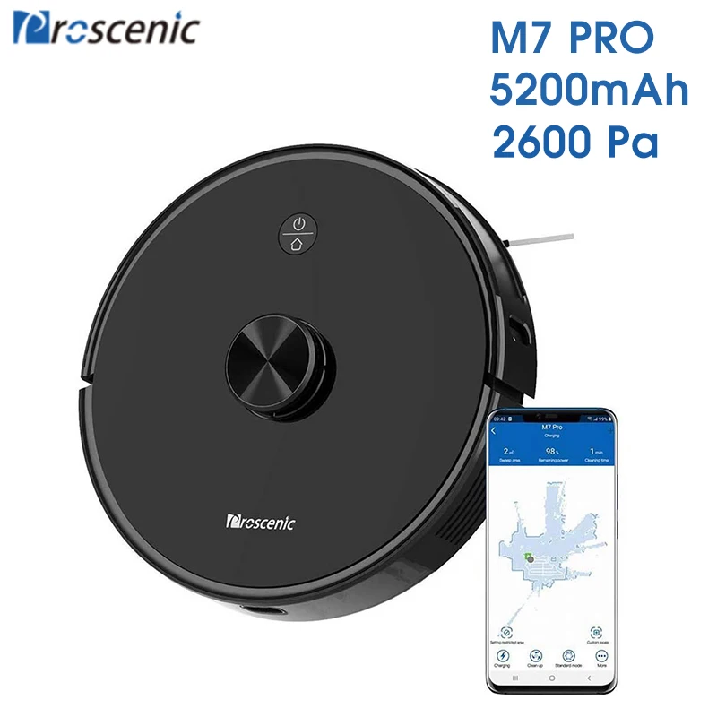 Робот пылесос Proscenic M7 Pro LDS лазерная навигация Мощное всасывание 2600 па управление