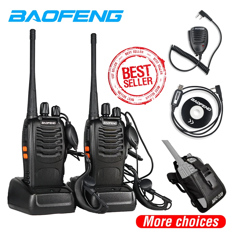 2PCS Baofeng BF-888S Walkie Talkie 5W UHF 400-470MHz Two way radio Portable cb radio comunicador 16CH Transceiver for hunt hotel