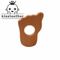 kissteether natural wooden animal sole baby wooden teether teething rattle montessori inspired nursing