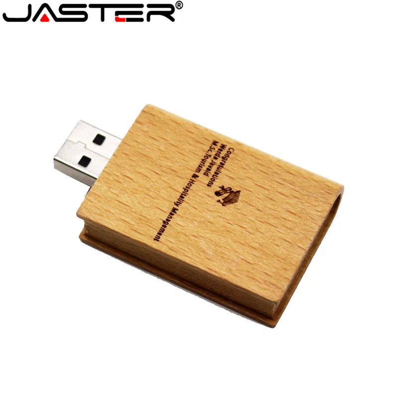 JASTER Пользовательский логотип кленовый Дерево Книга Стиль USB флэш-накопитель 4 ГБ