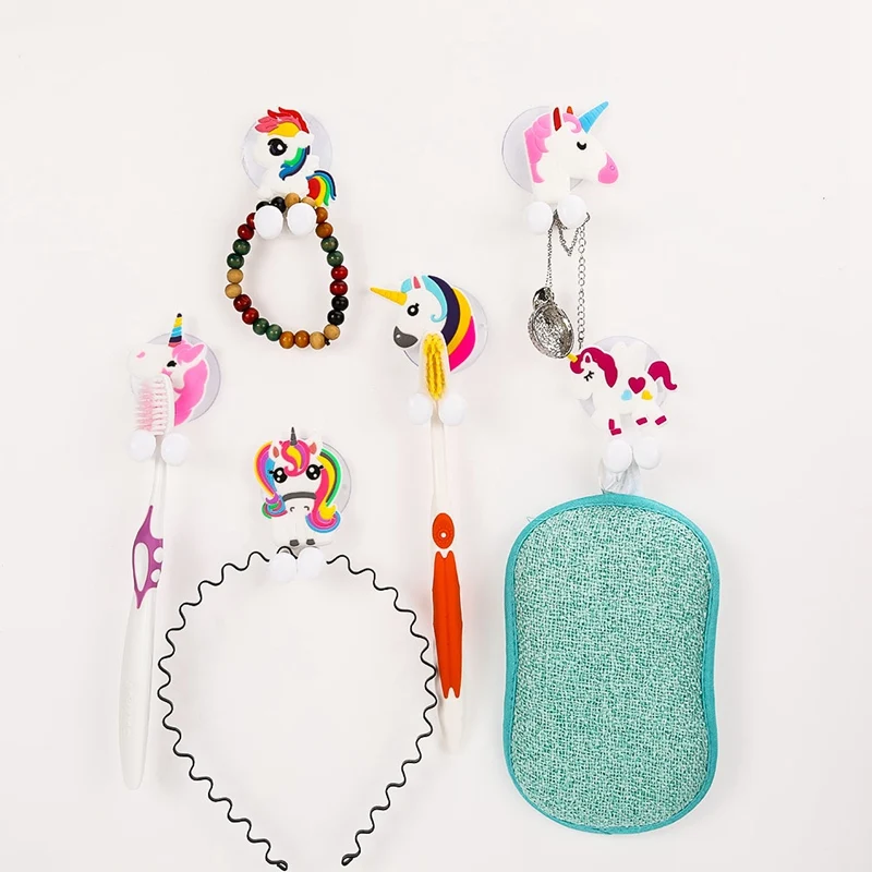 

6 Pcs Toothbrush Holder Cute Cartoon Animal Toothbrush Holder with Suction Cup Kids Toothbrush Holder Suction Cup Hook