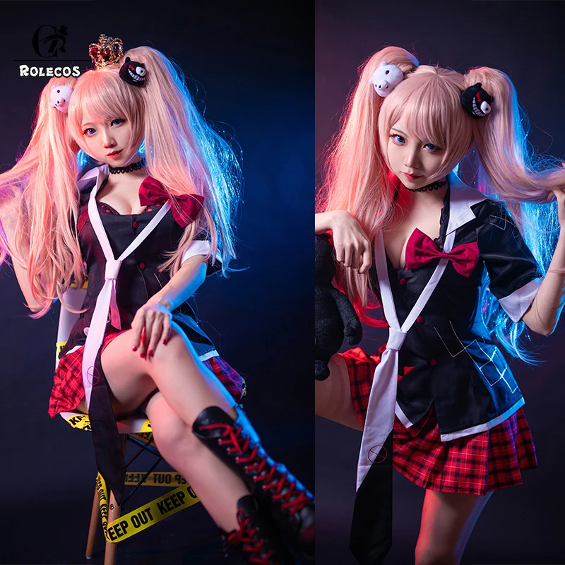 ROLECOS Danganronpa Дзюнко Эносима Косплэй костюм Junko наряд равномерное платье