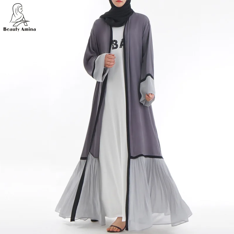

WEPBEL Muslim Abaya Loose Islamic Women Open Dress Long Maxi Dress Ankle Length Cardigan Ramadan