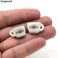 dz1157 friends tv show ear stud earrings for womens acrylic coffee cup earrings jewelry girl gifts