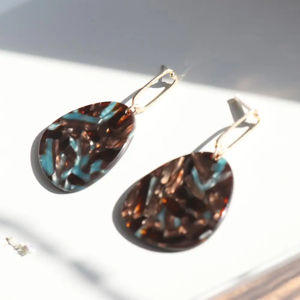 Новые Круглые длинные серьги из ацетата и смолы геометрические в форме капли