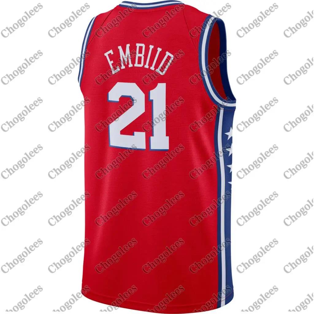 

Men Basketball Jersey Joel Embiid Philadelphia Finished Swingman Jersey Red Statement Edition
